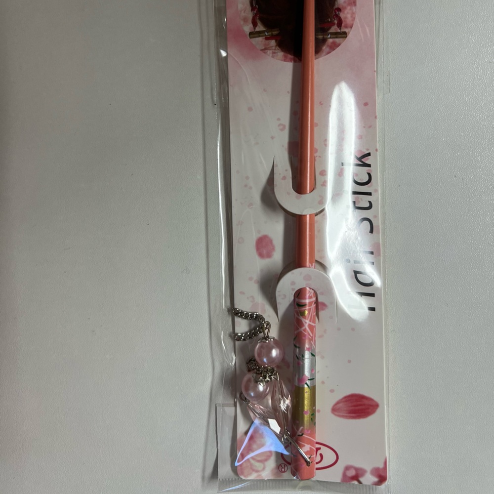 Pink Hair Stick with Decorative Charms